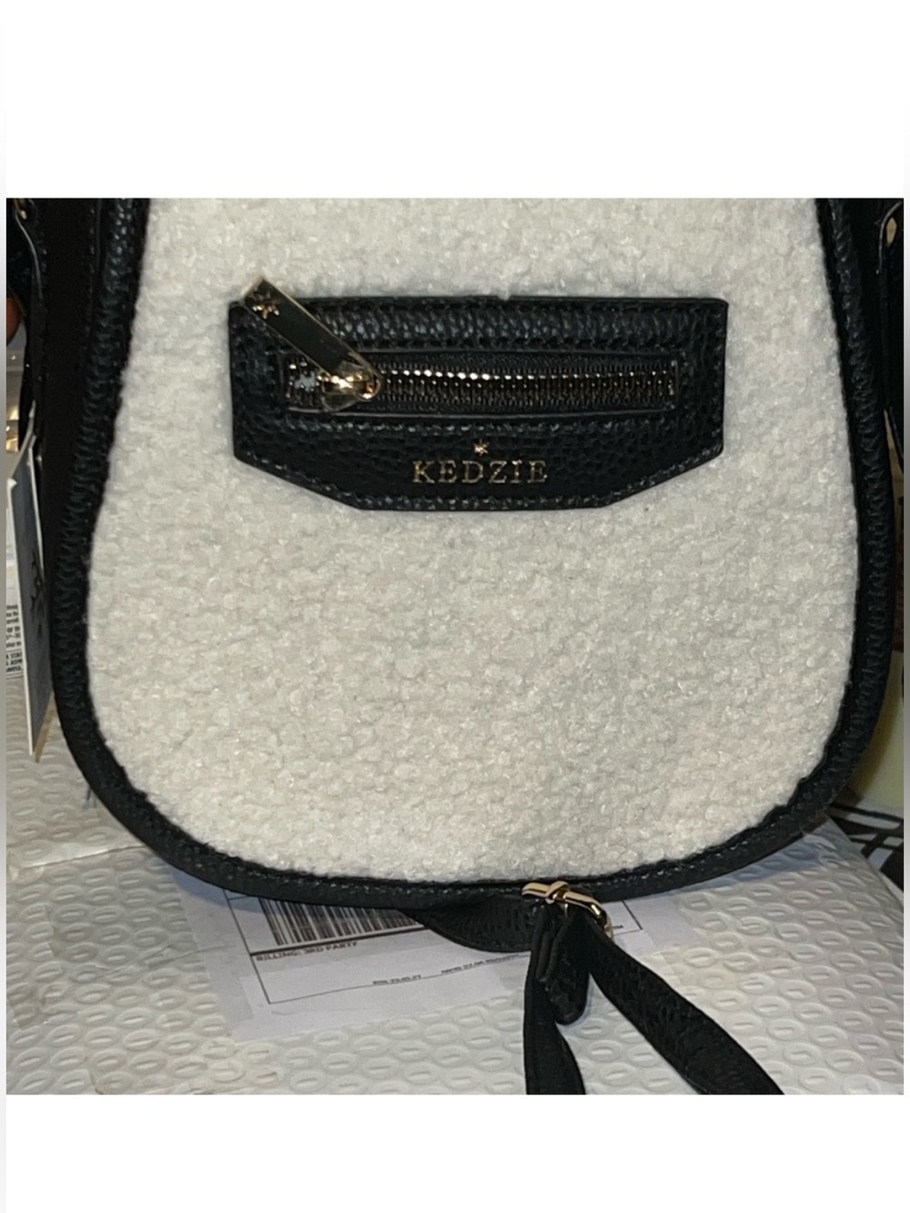 Black and White Sherpa Crossbody Bag